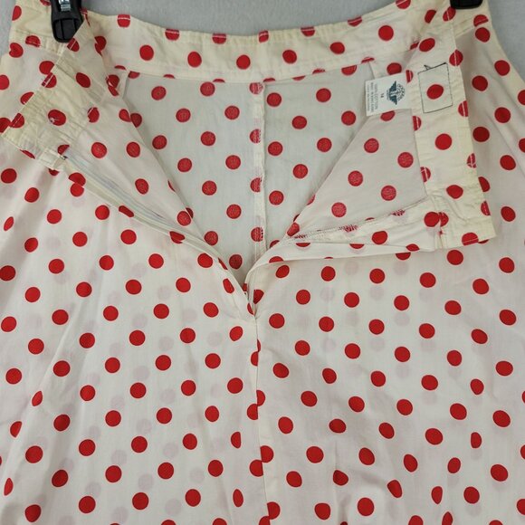 Vintage 80s Levis Docker Red Polka Dot Midi Skirt Size 14 Cotton Deadstock New - Picture 7 of 11